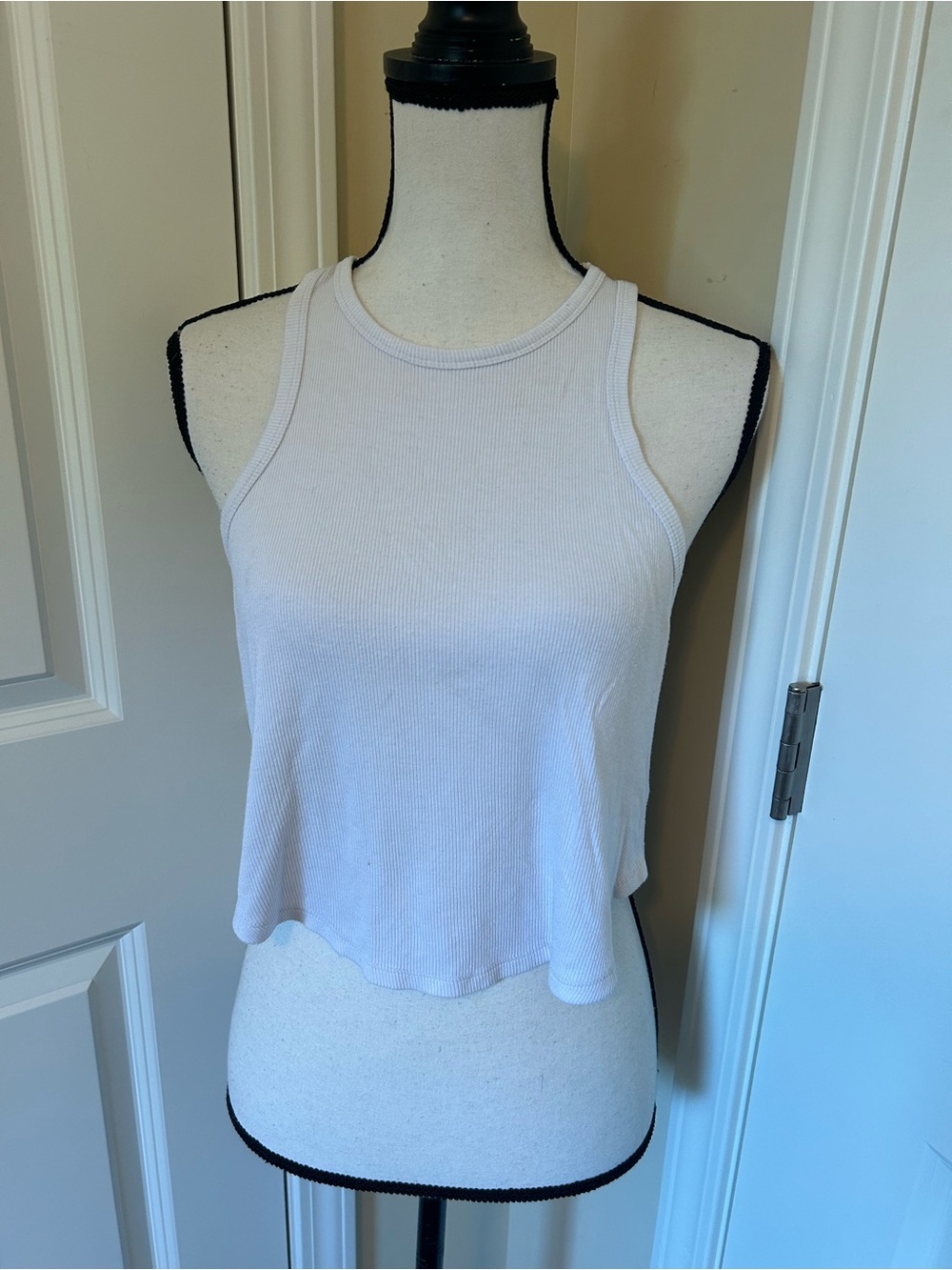 Forever 21 White Ribbed Racerback Crop Top